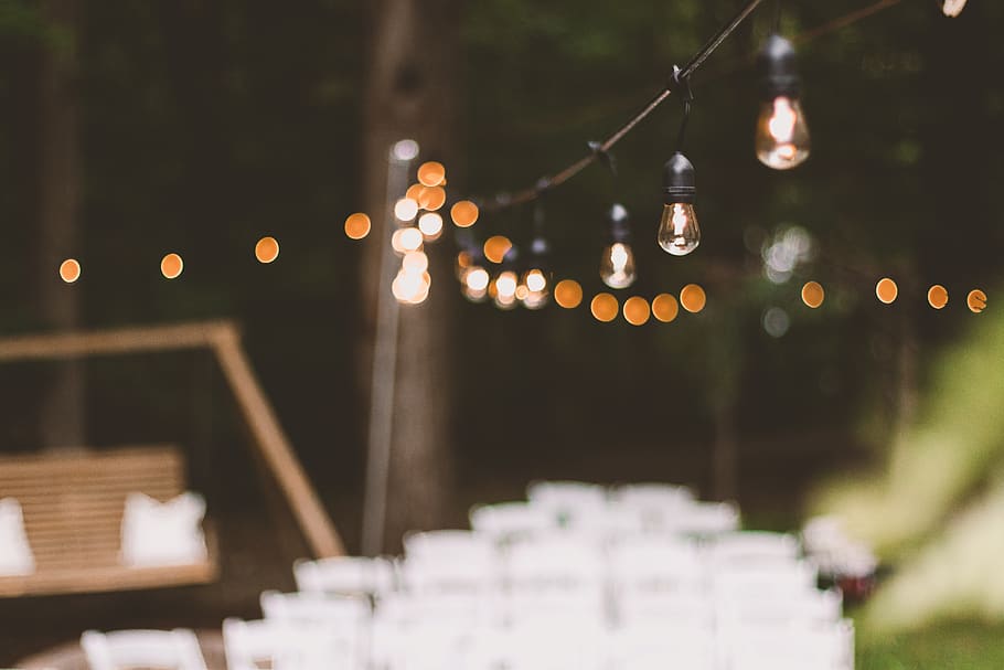 Selective Focus Photography of Turned-on String Lights, blur HD wallpaper