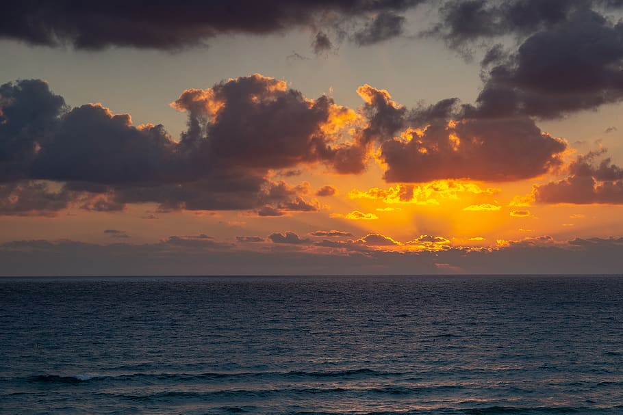 sunset, mediterranean, sea, sky, water, evening, coast, holiday HD wallpaper