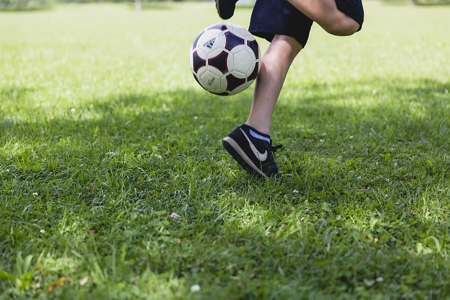 Person Wearing Black Nike Low-tops Sneakers Playing Soccer, action HD wallpaper