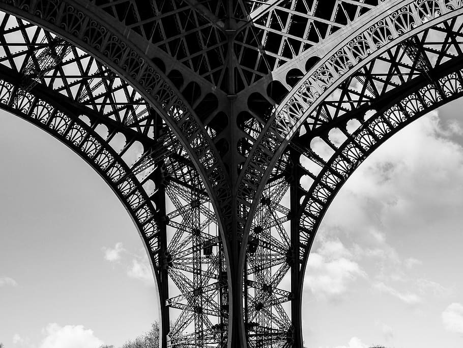 architecture, building, bridge, leading lines, poles, abstract HD wallpaper