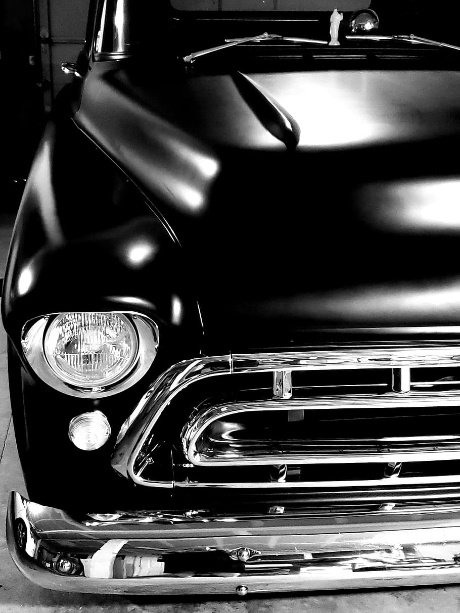 HD wallpaper: chevy, truck, 1957, black, classic, hot rod, grill, light,  lockscreen wallpaper | Wallpaper Flare