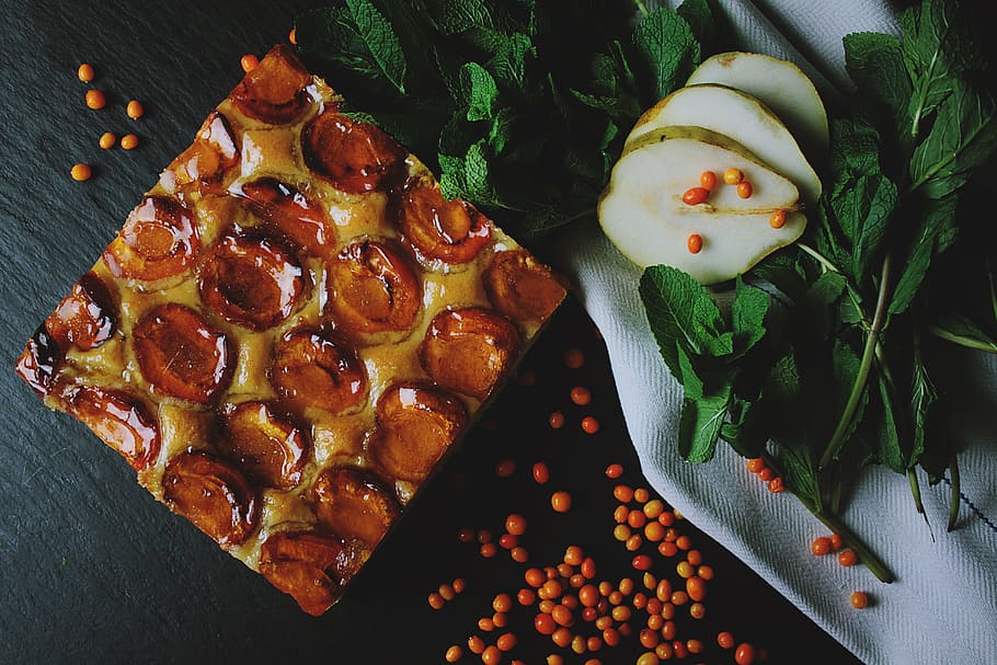 Pear pie, cake, dessert, fruit, pear cake, sweet, food, food and drink HD wallpaper