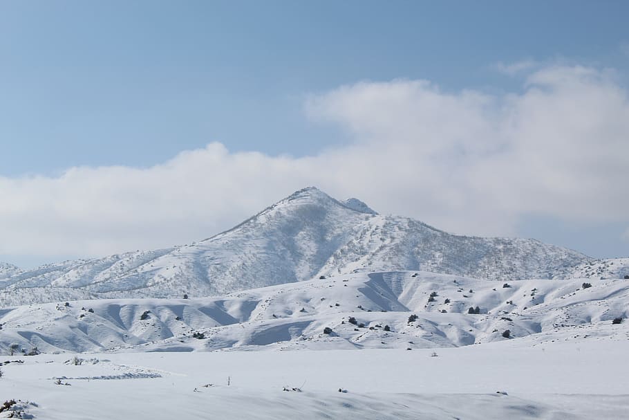 snow, mountain, mountains, winter, nature, clouds, cold, landscape HD wallpaper