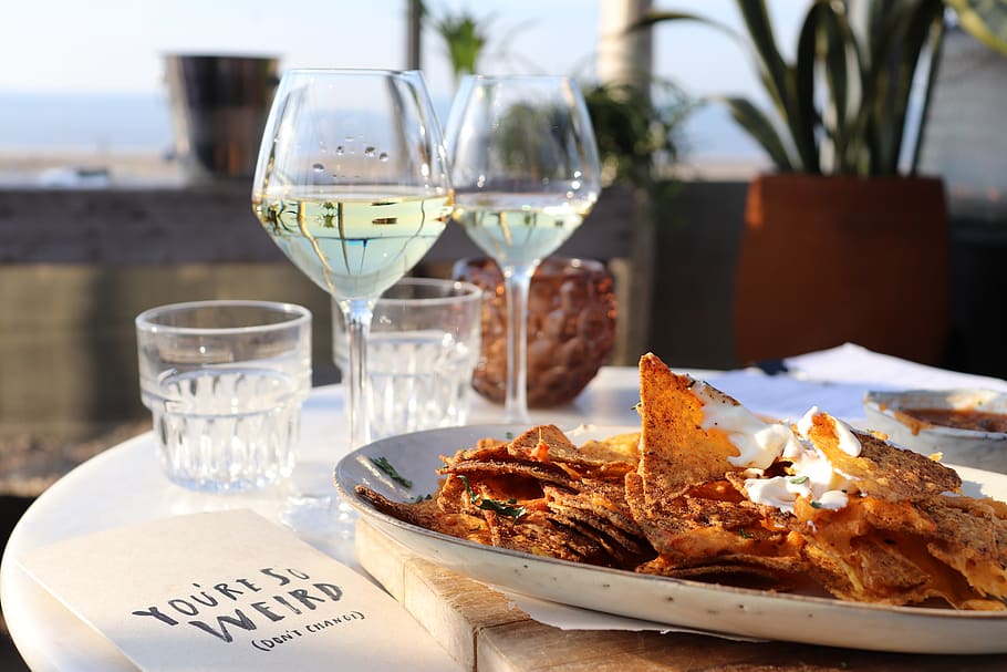 nachos served on white ceramic plate, food and drink, table, freshness HD wallpaper