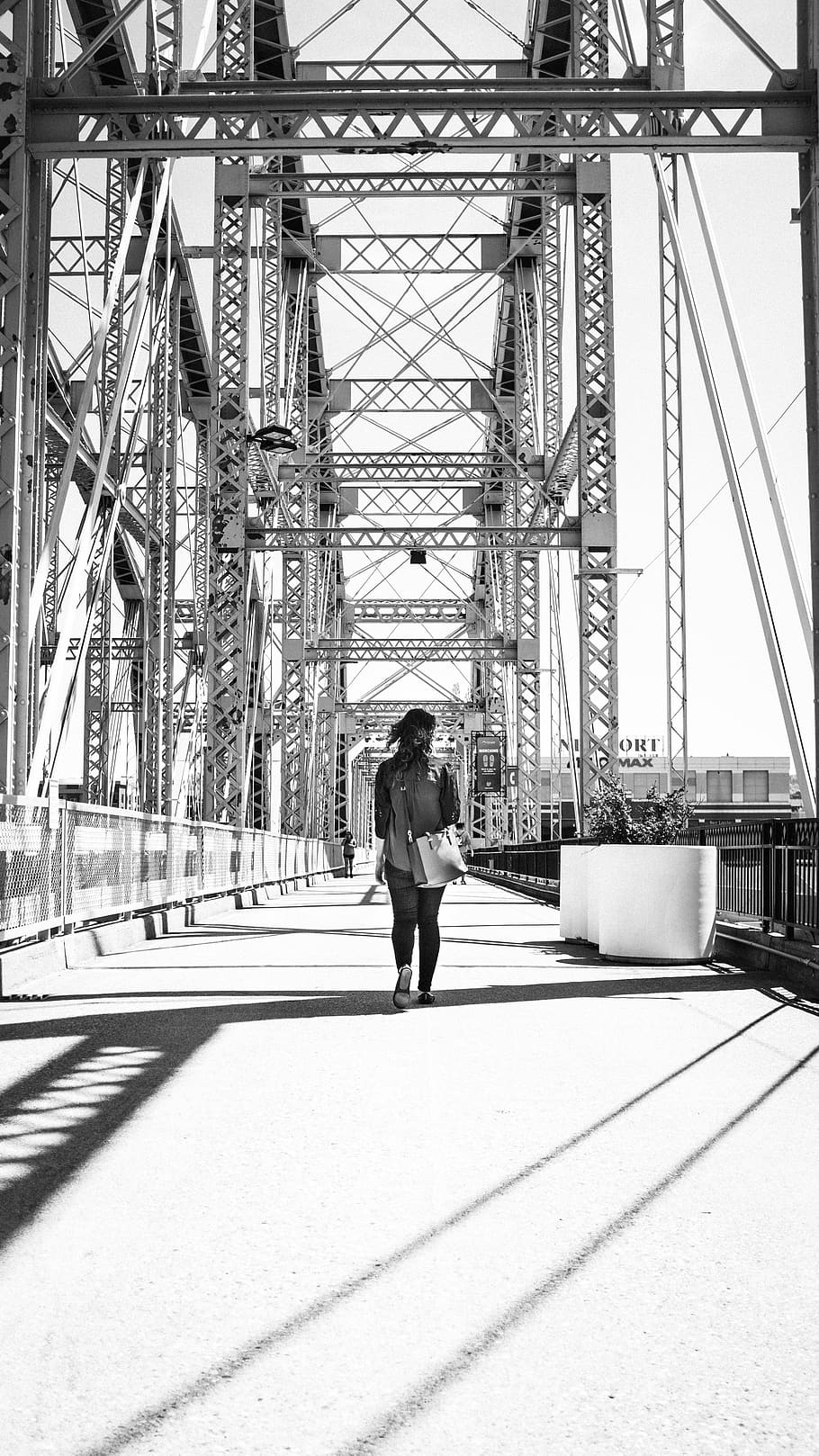person, human, bridge, apparel, clothing, shorts, building HD wallpaper