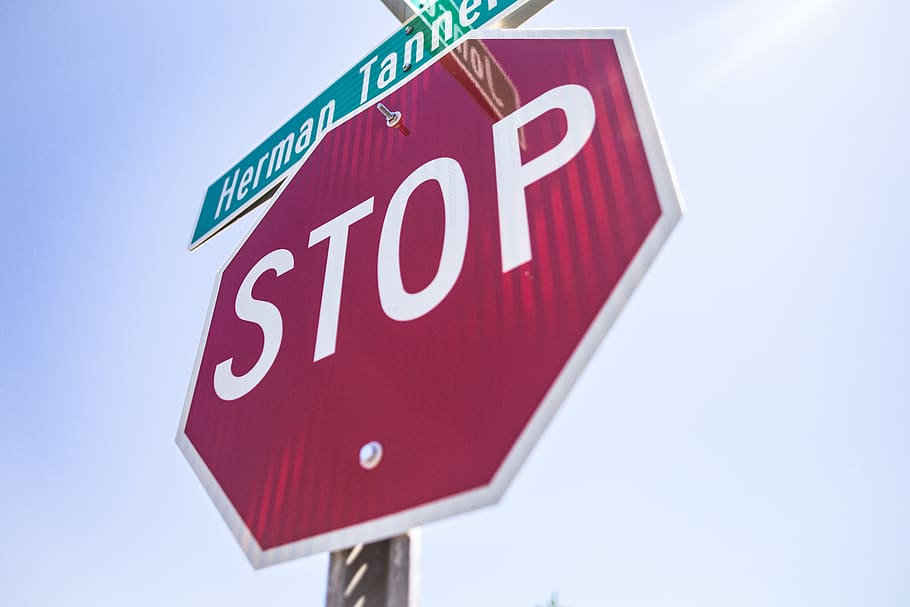Red and White Stop Sign, crossing, safety, street, traffic sign HD wallpaper