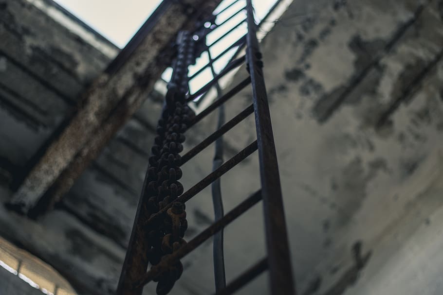 ladder, escape, chain, window, architecture, no people, built structure, HD wallpaper