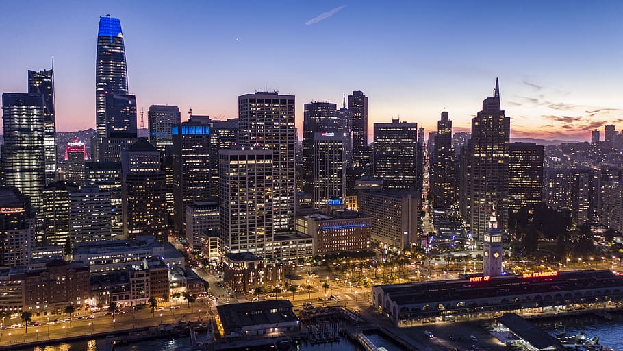 San Francisco Skyline, building, water, harbour, harbor, dock HD wallpaper