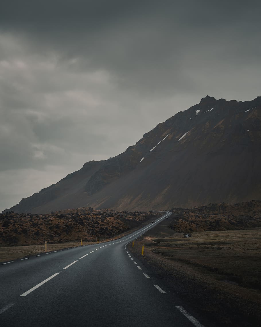 brown mountain, road, way, highway, asphalt, tarmac, nature, outdoors HD wallpaper