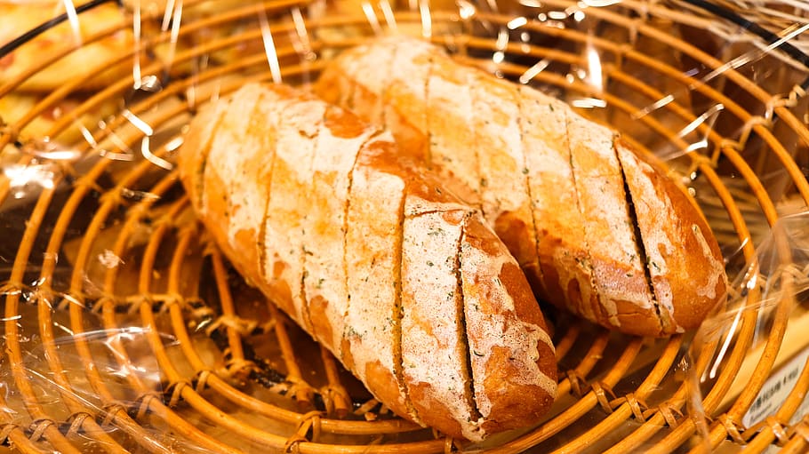 bread, powder, bakery, baguette bread, dessert, perforated design evening light HD wallpaper