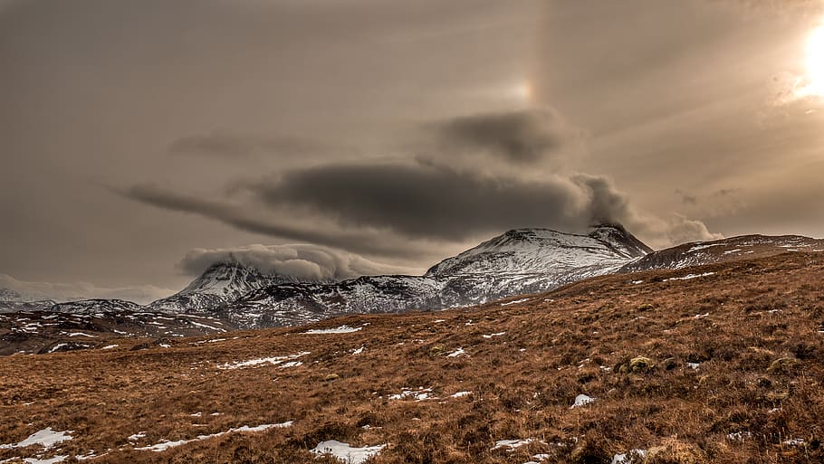 united kingdom, ullapool, stac pollaidh, cloud, scotland, highlands HD wallpaper