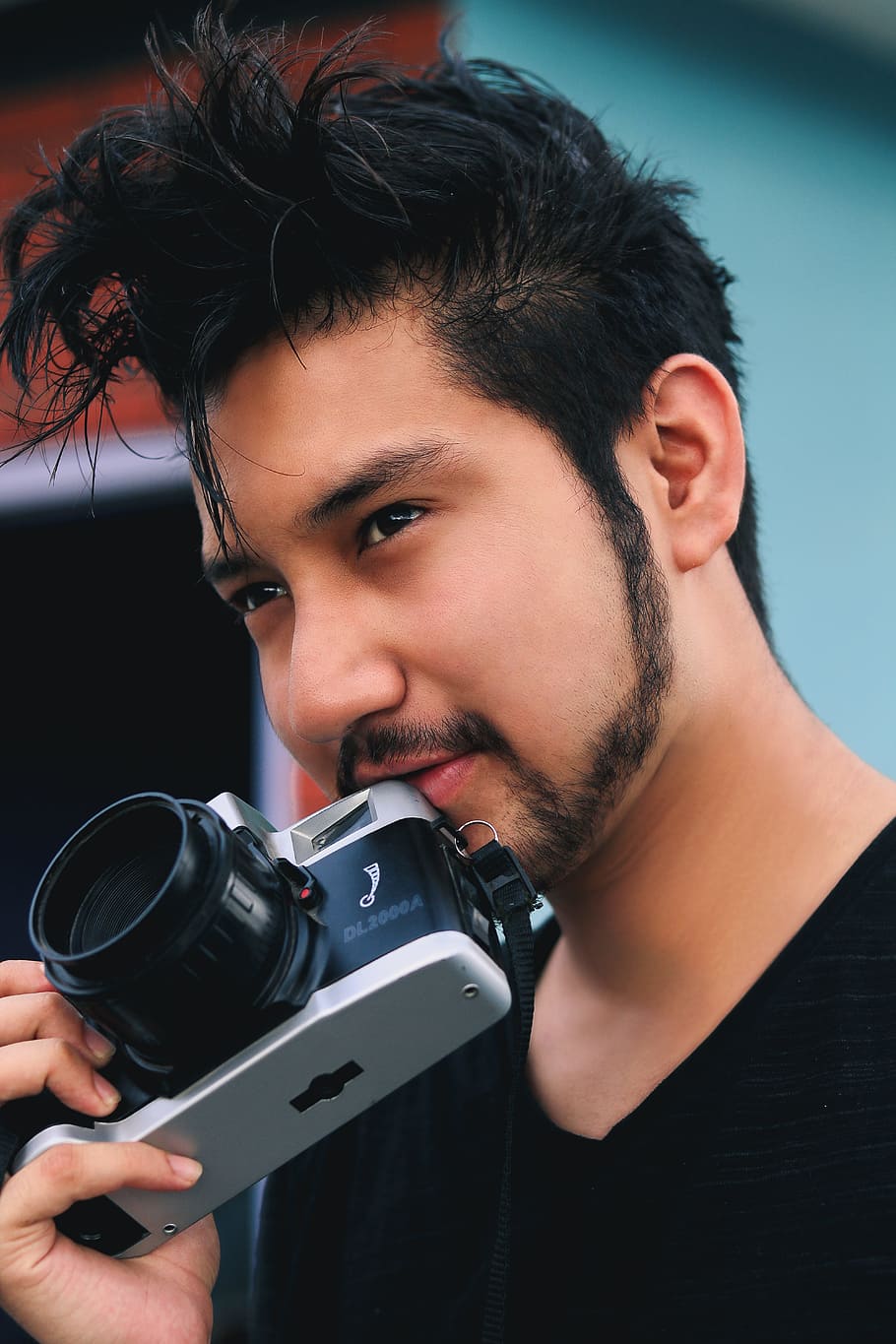 Man Holding Camera, beard, face, person, one person, real people HD wallpaper
