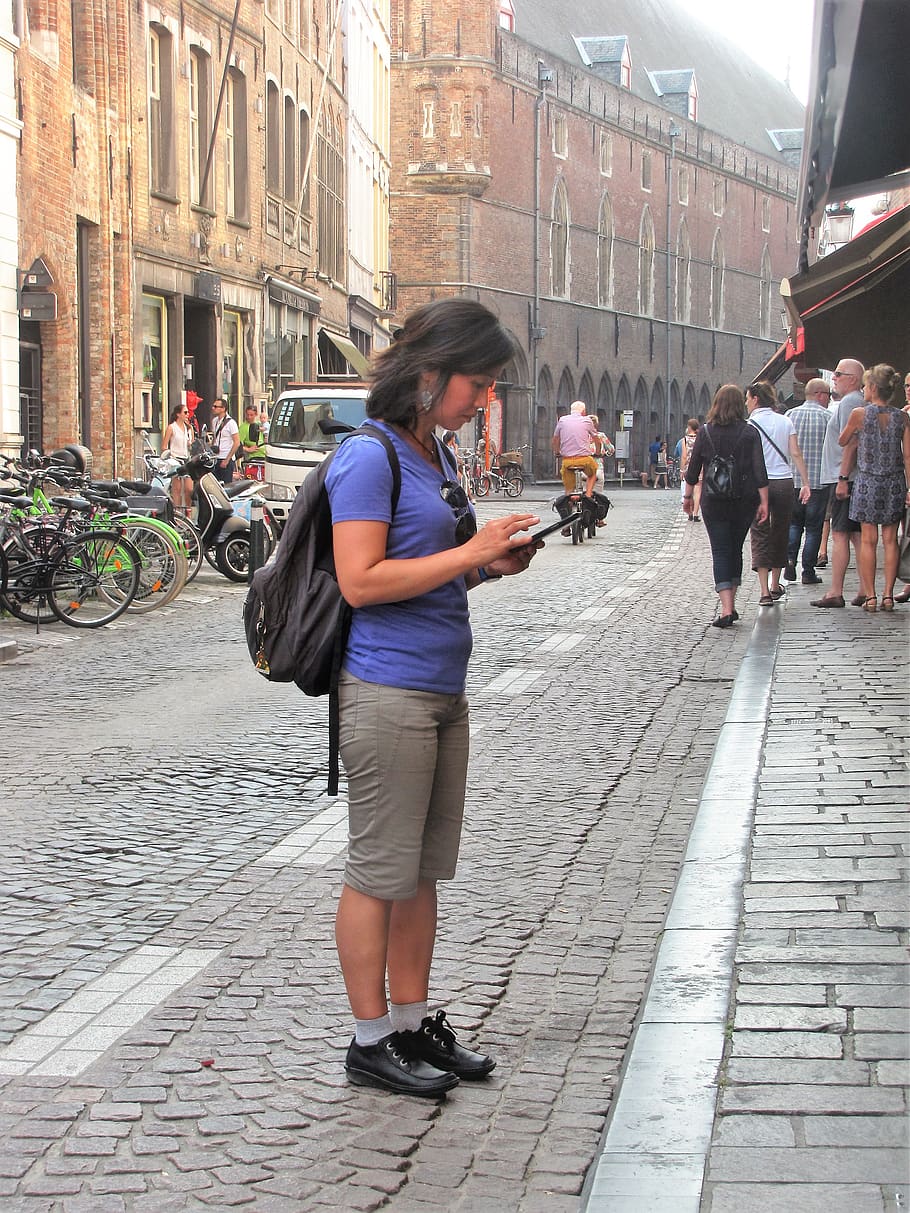 belgium, brugge, backpack, real people, architecture, building exterior HD wallpaper