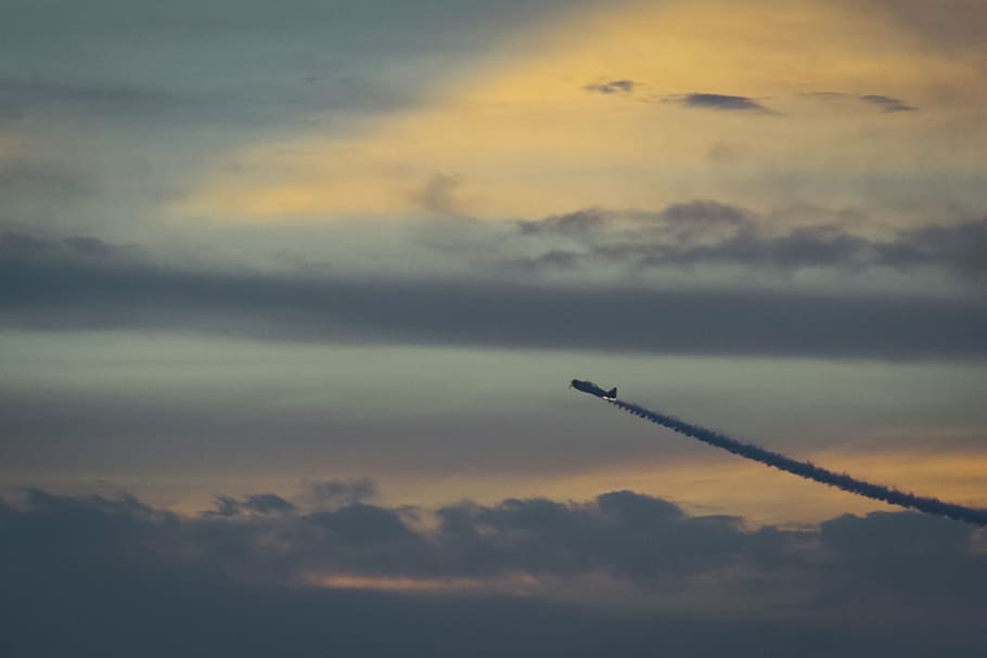 nature, landscape, airplane, clouds, sky, smoke, aircraft, military HD wallpaper