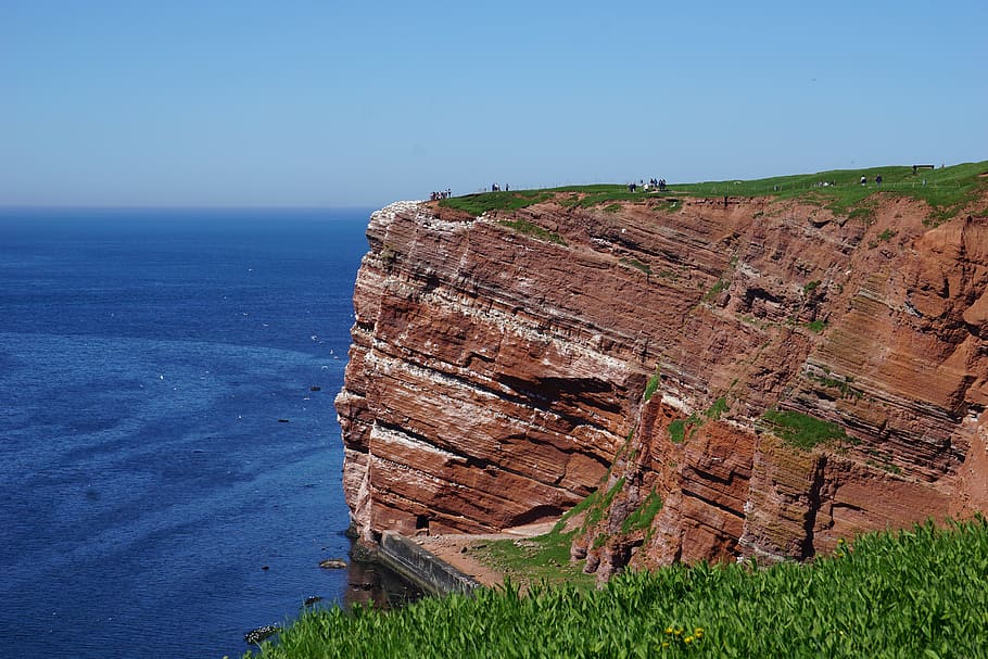 helgoland, coast, cliffs, rock, sea, blue sky, island, scenics - nature HD wallpaper