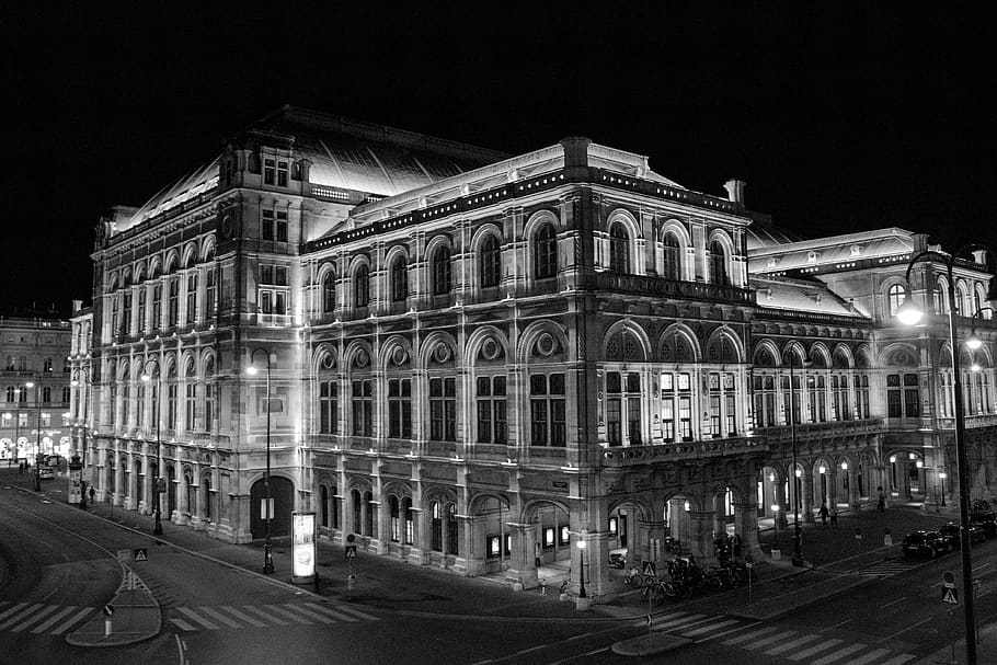 building during nighttime, road, intersection, urban, downtown HD wallpaper