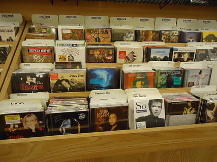 cds, shelf, display, rack, shelves, sale, buy, shop, store HD wallpaper