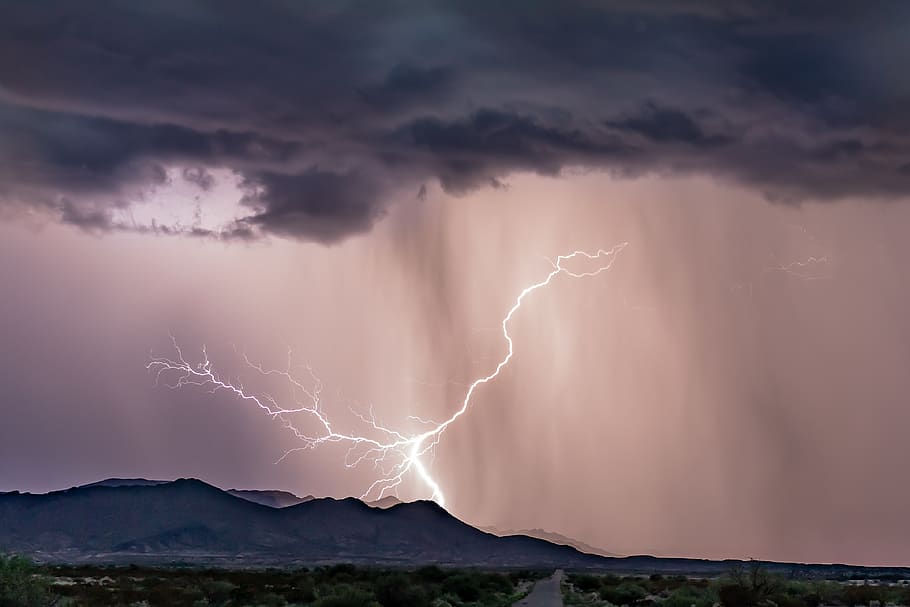 lightning under gray clouds, storm, power in nature, cloud - sky HD wallpaper