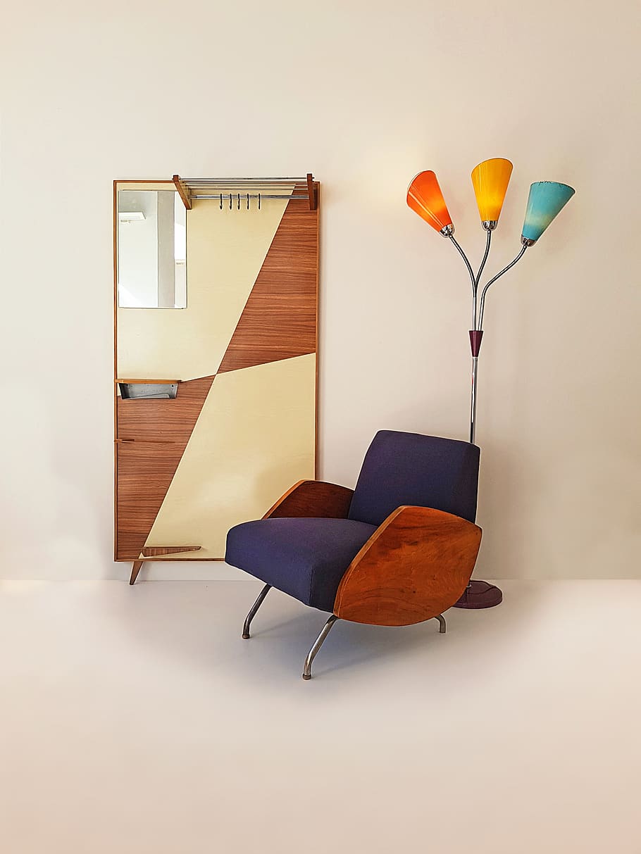 chair, lamp, peg, mirror, furniture, indoors, seat, wall - building feature HD wallpaper
