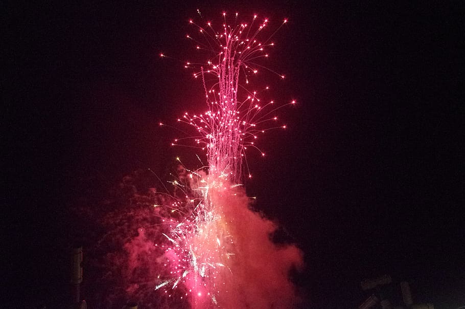 firework, fireworks, night, night time, celebration, illuminated HD wallpaper