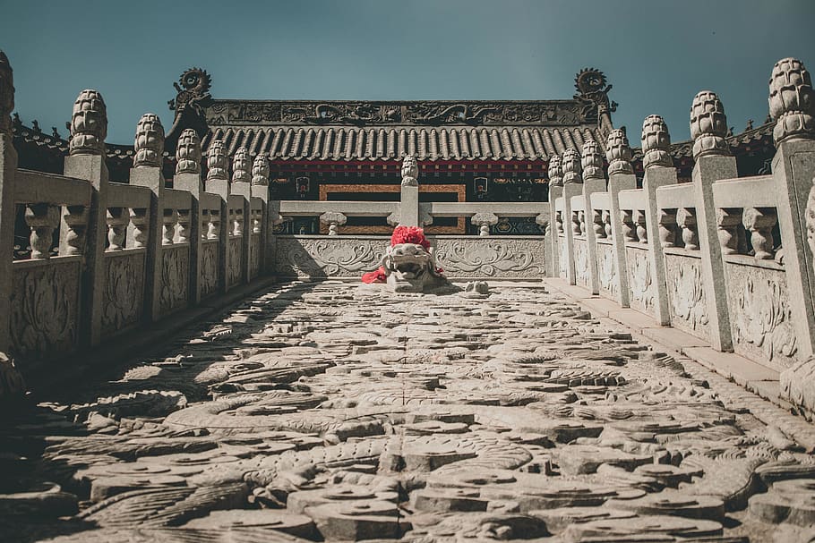 Stone Dragon Head, administration, architecture, art, building HD wallpaper