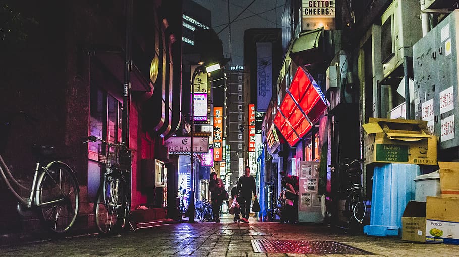 japan, tokyo, city, urban, night, busy, asia, signage, lights, HD wallpaper