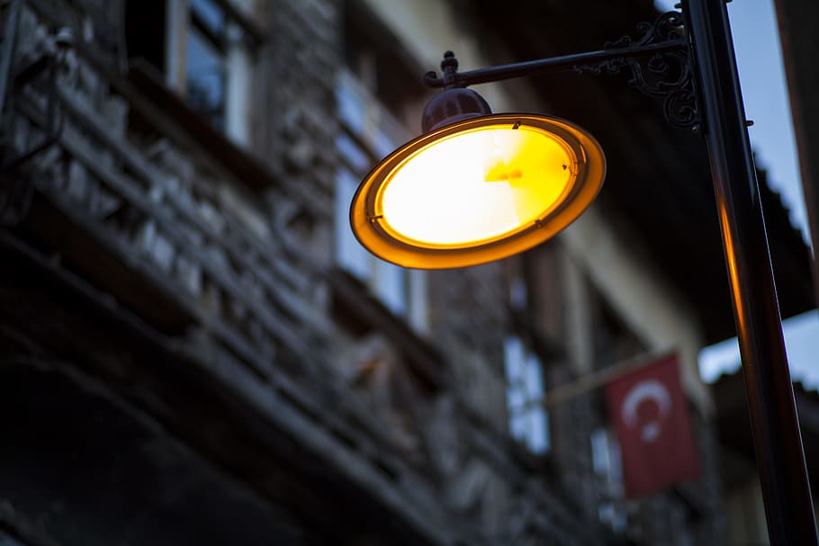 Black Electric Post Lamp, architecture, blur, building, close-up HD wallpaper