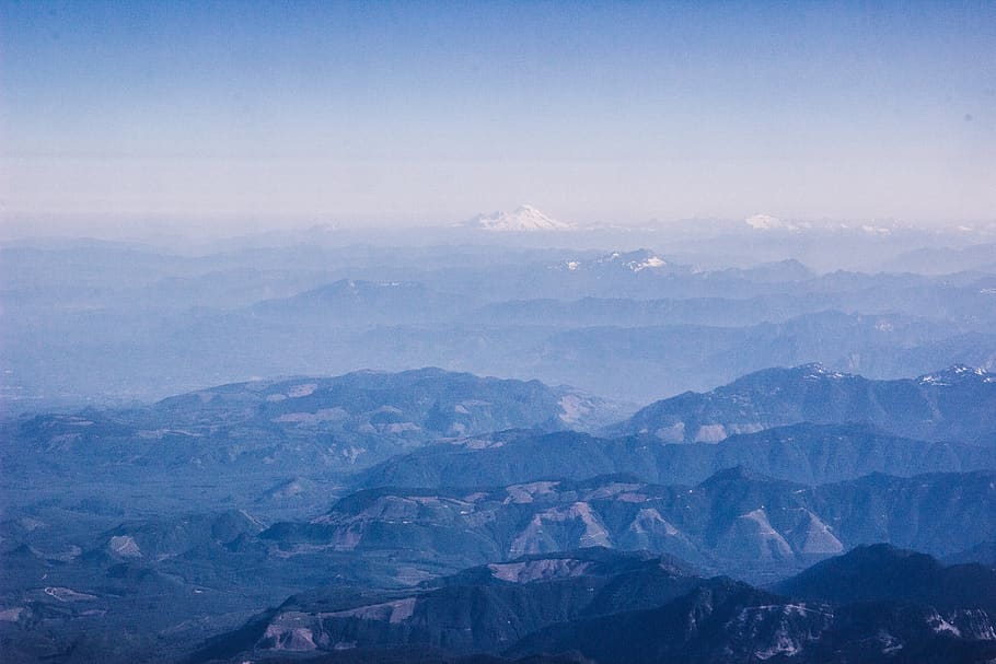 mountains, sky, blue, air, flight, nature, landscape, scenics - nature HD wallpaper