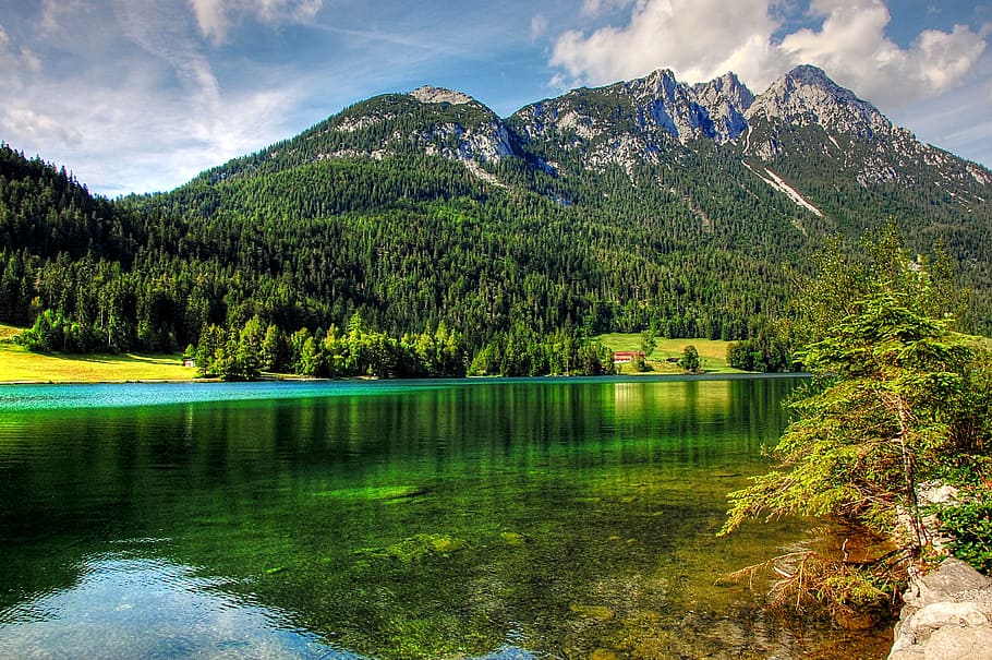 lake, hintersteiner, river, water, flow, nature, landscape HD wallpaper
