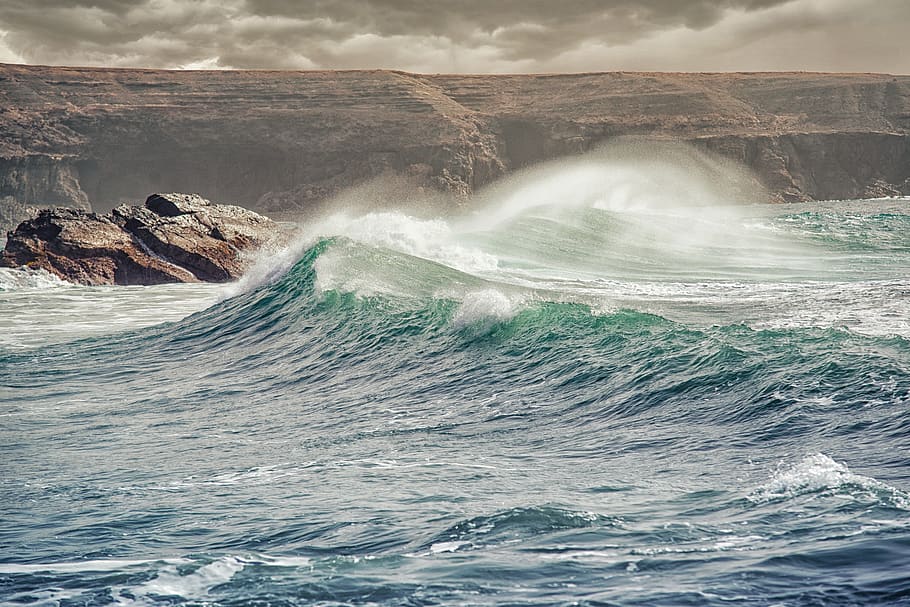 waves crashing through stones, water, beauty in nature, sea, scenics - nature HD wallpaper