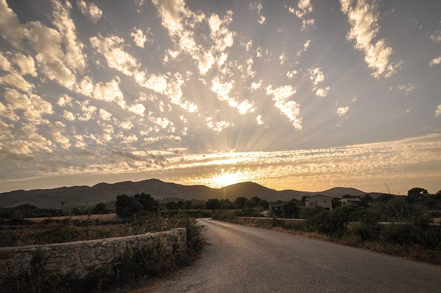 spain, balearic islands, sky, road, sunset, summer, cloud - sky HD wallpaper