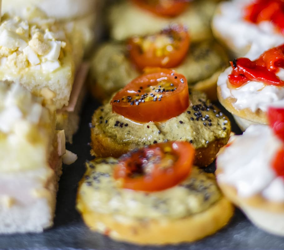 food, canapes, bread, couch, incoming, dish, top, toasts, mushrooms HD wallpaper