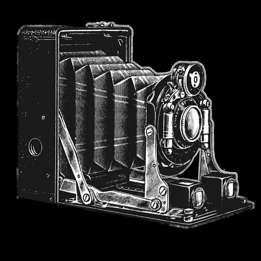 camera, old, vintage, object, graphics, black background, studio shot HD wallpaper