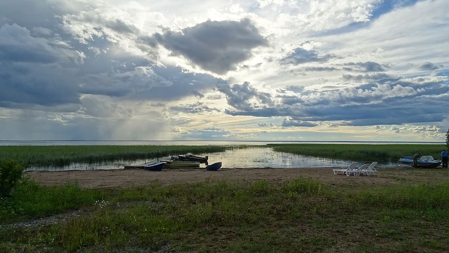 clouds, summer, north, sky, lake, water, cloud - sky, scenics - nature, HD wallpaper