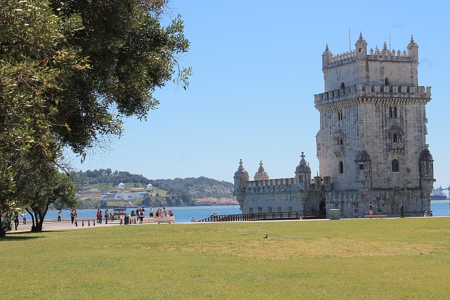 belem, tower, tagus, tejo, lisbon, portugal, garden, tourist HD wallpaper