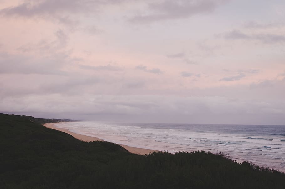 ocean, tide, sand, beach, waves, calm, landscape, sky, beauty in nature HD wallpaper