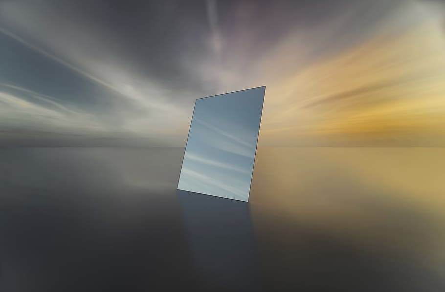 square mirror illustration, nature, outdoors, azure sky, landscape HD wallpaper