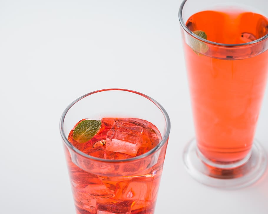 two filled clear drinking glasses, food and drink, refreshment HD wallpaper