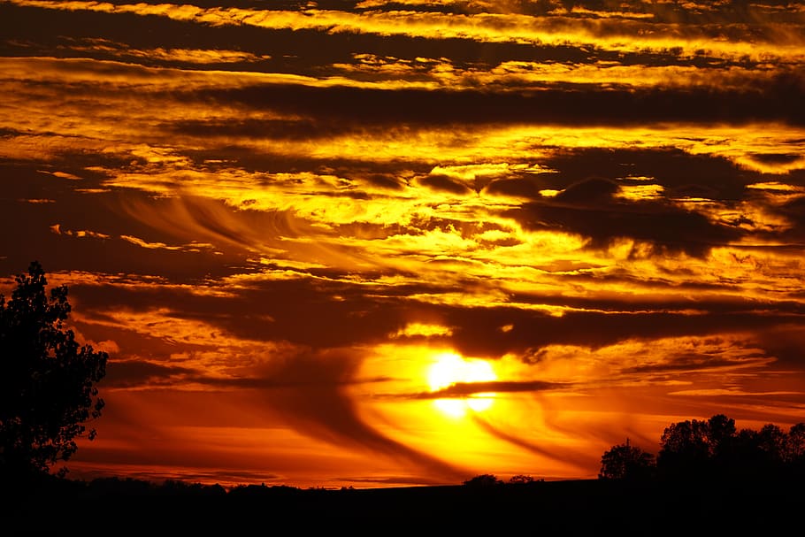 sunset, mood, sky, abendstimmung, afterglow, cloud - sky, beauty in nature HD wallpaper