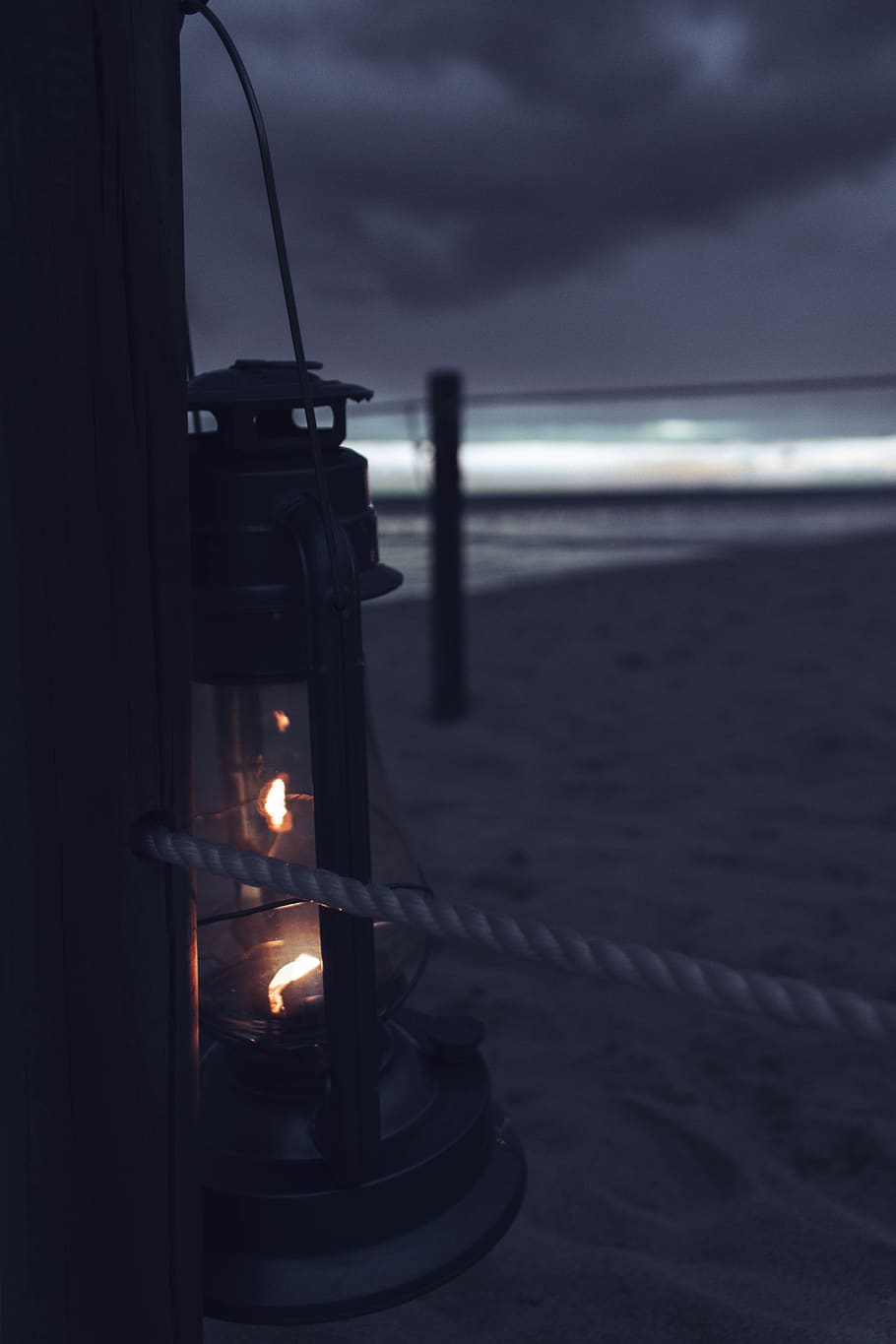 gray lantern on window, sky, flame, cloud - sky, burning, sea HD wallpaper