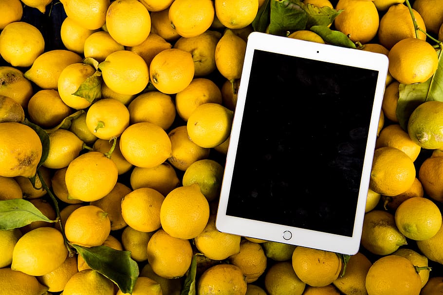 Photo of Ipad on Pile of Lemons, farming, fresh, healthy, juicy HD wallpaper