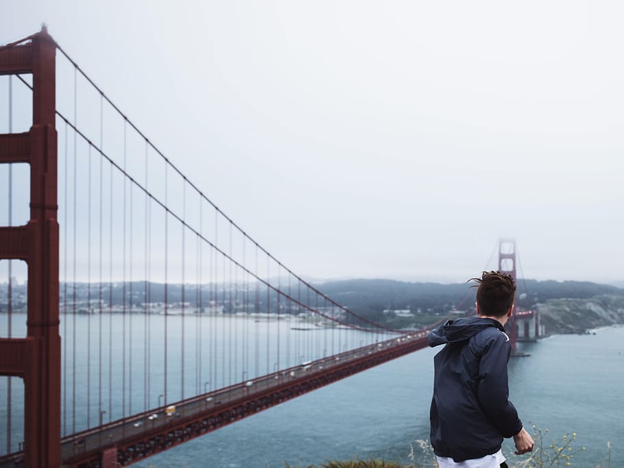 architecture, building, bridge, infrastructure, people, man HD wallpaper