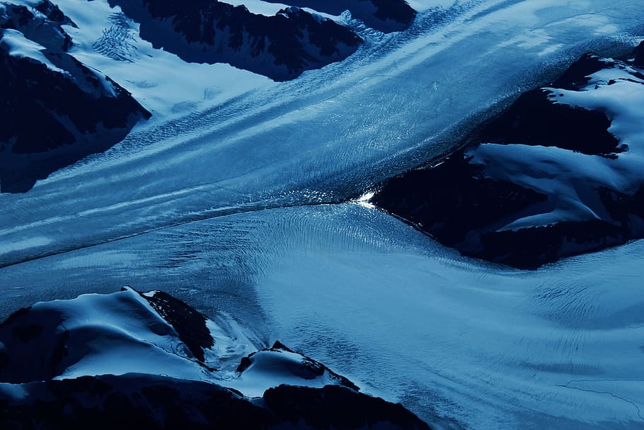blue, snow, winter, mountain, cold, nature, cold temperature HD wallpaper