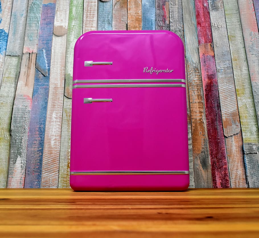 refrigerator, pink, powerful, box, storage, cookie jar, tin can HD wallpaper