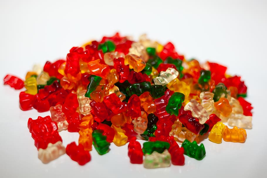 assorted-color bear candies, food and drink, indoors, studio shot HD wallpaper