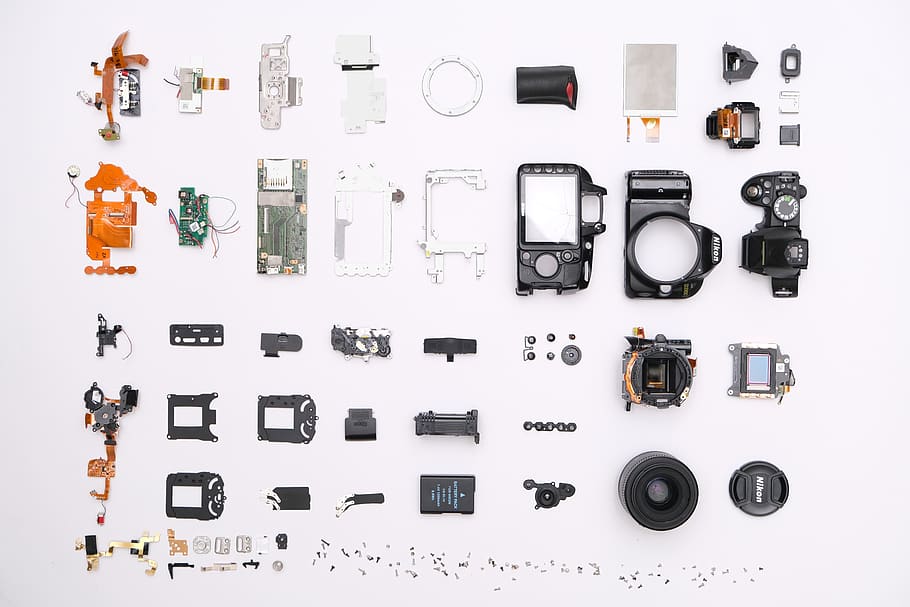 Assorted camera parts, camera equipment, camera lens, close-up HD wallpaper
