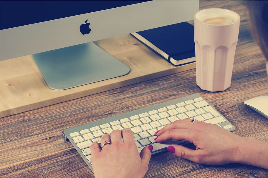 mac, computer, desktop, keyboard, typing, working, office, technology HD wallpaper