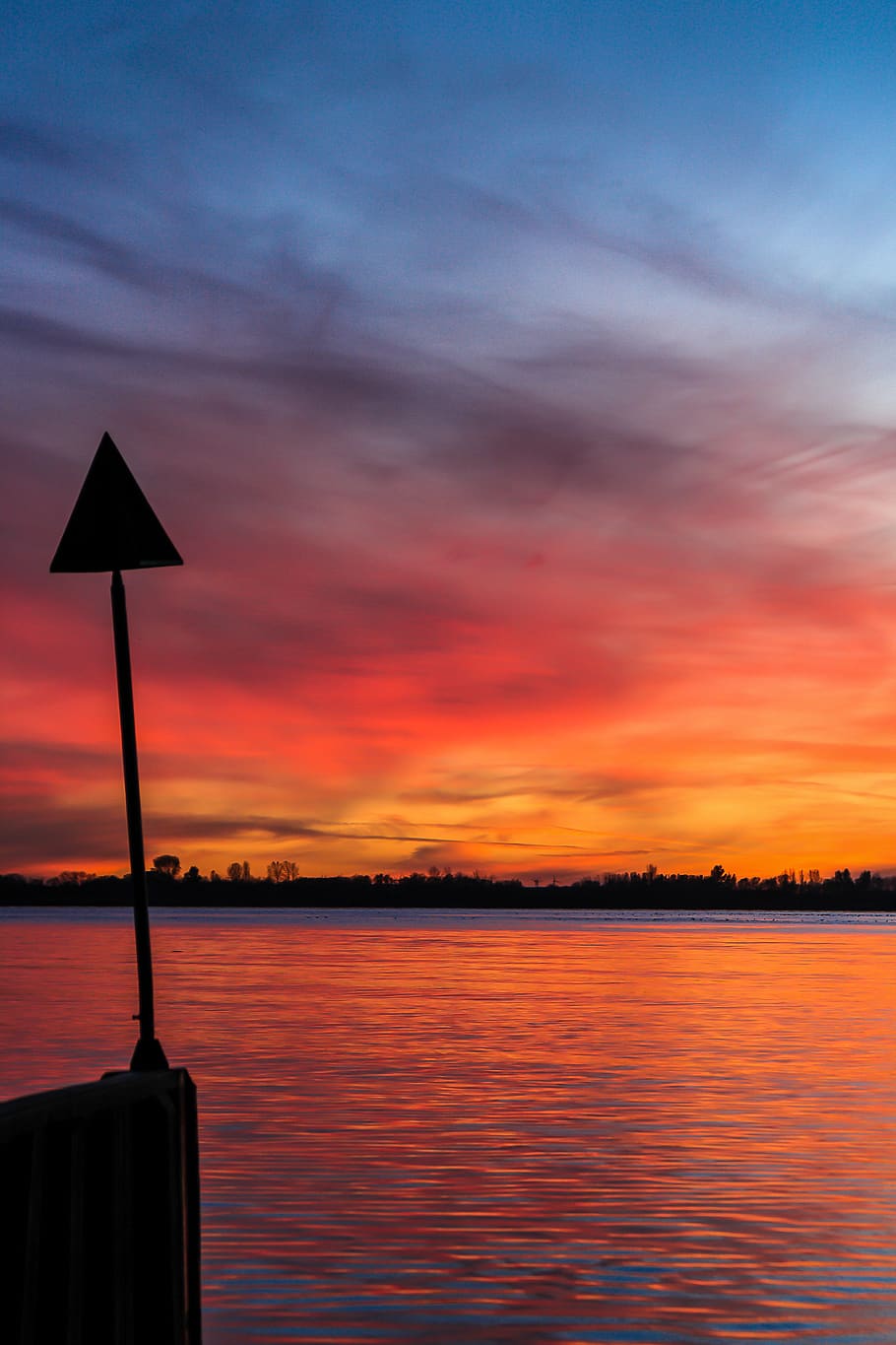 sunset, water, orange, blue, river, sky, beauty in nature, tranquility HD wallpaper