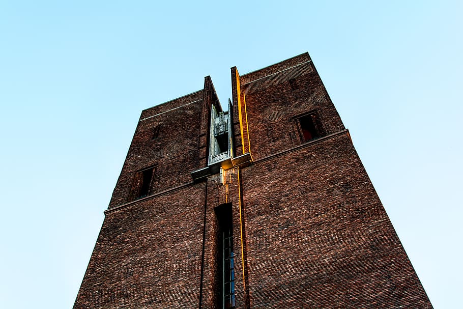 tower, brick, industrial, low angle view, sky, built structure HD wallpaper