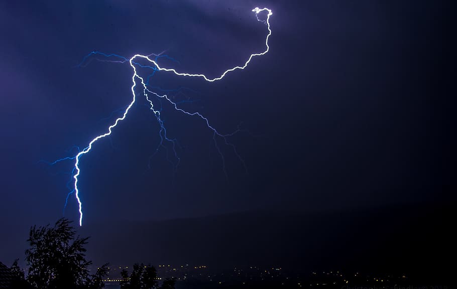 flash, storm, night, dark, clouds, rain, landscape, lightning HD wallpaper